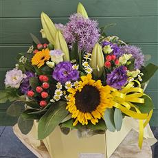 Florist Choice Brights Hat Box Arrangement