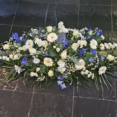 Blue &amp;  White Casket Spray 